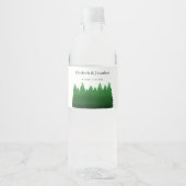 Étiquette Pour Bouteilles D'eau Aquarelle Mariage des pins de bois (Devant)