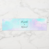 Étiquette Pour Bouteilles D'eau Aquarelle moderne Abstraite Pastel bleu & violet (Étiquettes simples)