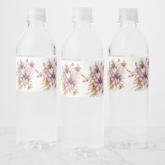 Étiquette Pour Bouteilles D'eau Aquarelle Party Boho rose Fleurs Élégant (Bouteilles)