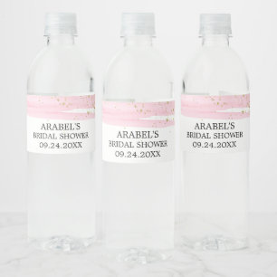Étiquette Pour Bouteilles D'eau Aquarelle rose Blush et Fête des mariées étincelan