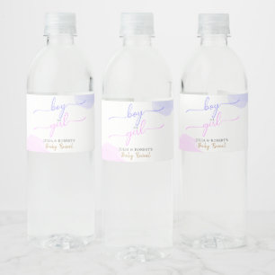 Étiquette Pour Bouteilles D'eau Aquarelle rose et bleu Or Script Révélation de gen