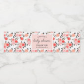 Étiquette Pour Bouteilles D'eau Aquarelle rose Roses Baby shower chic (Étiquettes simples)