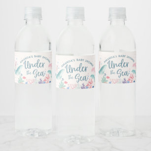 Étiquette Pour Bouteilles D'eau Aquarelle sous le Baby shower marin