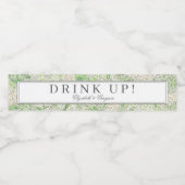 Étiquette Pour Bouteilles D'eau Aquarelle Vert et Blanc Hydrangea Crest (Étiquettes simples)