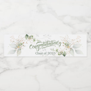 Étiquette Pour Bouteilles D'eau Aquarelle vert & or feuilles Graduation