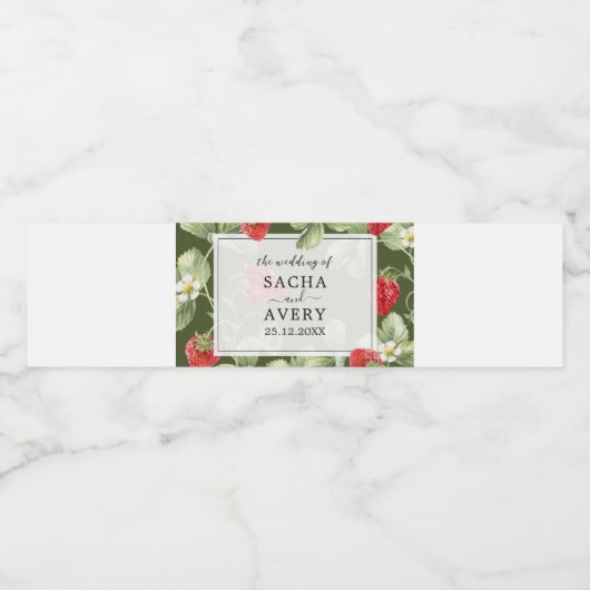 Étiquette Pour Bouteilles D'eau Aquarelle Vert Rouge Classique Mariage élégant (Étiquettes simples)