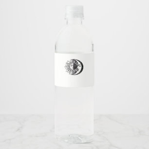 Étiquette Pour Bouteilles D'eau Aquarelle Whimsigoth Soleil Lune Sorcière Classiqu