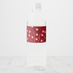 Étiquette Pour Bouteilles D'eau Arbre Bouton rouge