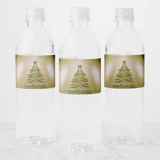 Étiquette Pour Bouteilles D'eau Arbre de Noël Gold (Bouteilles)