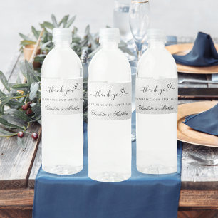 Étiquette Pour Bouteilles D'eau Argent boho script coeur mariage merci