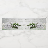 Étiquette Pour Bouteilles D'eau Argent Ornement Blanc Ruban Noël (Étiquettes simples)