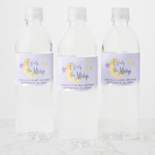 Étiquette Pour Bouteilles D'eau Au-dessus de la lune, Baby shower d'aquarelle viol