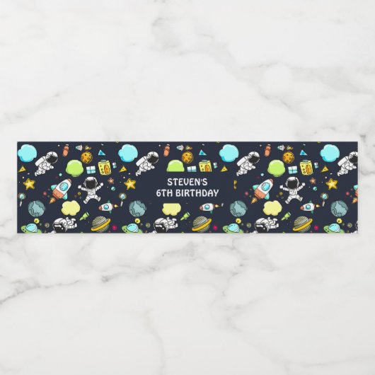 Étiquette Pour Bouteilles D'eau Aventure spatiale cool Anniversaire (Étiquettes simples)