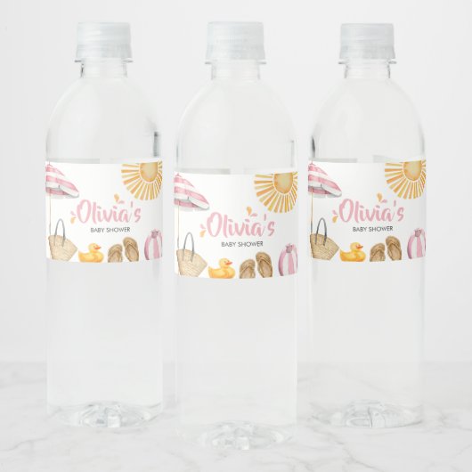 Étiquette Pour Bouteilles D'eau Baby shower à éclaboussure rose (Bouteilles)