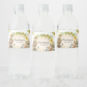 Étiquette Pour Bouteilles D'eau Baby Shower Animaux de la Forêt de Tournesol