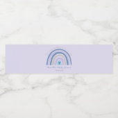 Étiquette Pour Bouteilles D'eau Baby shower arc-en-ciel de Boho bleu moderne (Étiquettes simples)