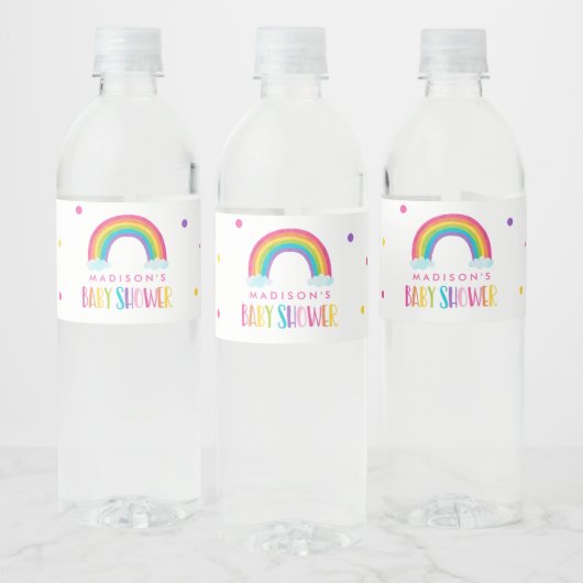 Étiquette Pour Bouteilles D'eau Baby shower arc-en-ciel lumineux (Bouteilles)