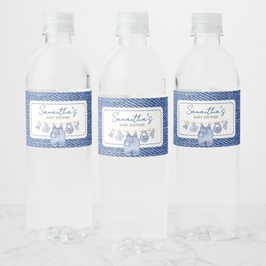 Étiquette Pour Bouteilles D'eau Baby shower Baby Blue Jean (Bouteilles)