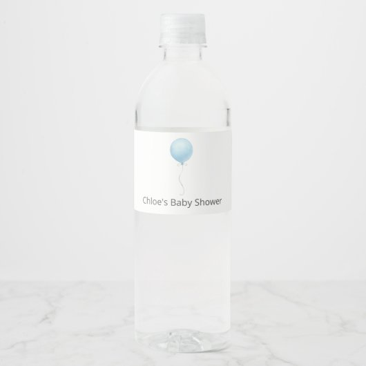 Étiquette Pour Bouteilles D'eau Baby Shower Ballon Bleu (Devant)