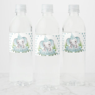 Étiquette Pour Bouteilles D'eau Baby shower bébé éléphant mignon garçon