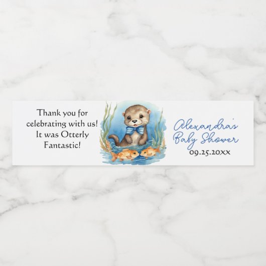 Étiquette Pour Bouteilles D'eau Baby shower bébé Otter Boy (Étiquettes simples)