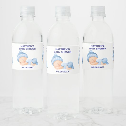 Étiquette Pour Bouteilles D'eau Baby shower bleu, Bébé Garçon Douche (Bouteilles)