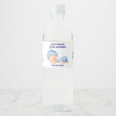 Étiquette Pour Bouteilles D'eau Baby shower bleu, Bébé Garçon Douche (Devant)
