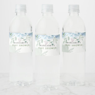 Étiquette Pour Bouteilles D'eau Baby shower bleu hydrangée
