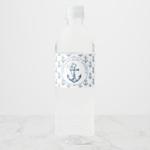 Étiquette Pour Bouteilles D'eau Baby shower Bleu Nautical Boy
