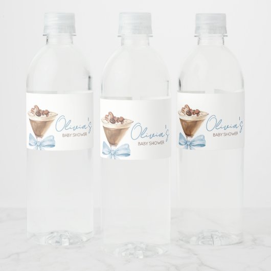Étiquette Pour Bouteilles D'eau Baby shower Blue Bow Espresso Martini (Bouteilles)