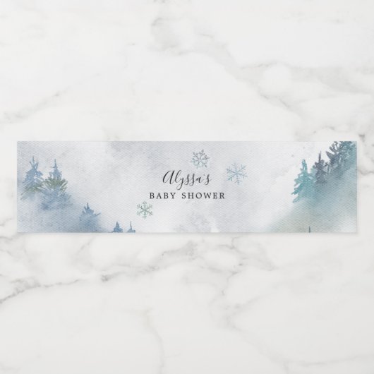 Étiquette Pour Bouteilles D'eau Baby shower Blue Snowflake (Étiquettes simples)