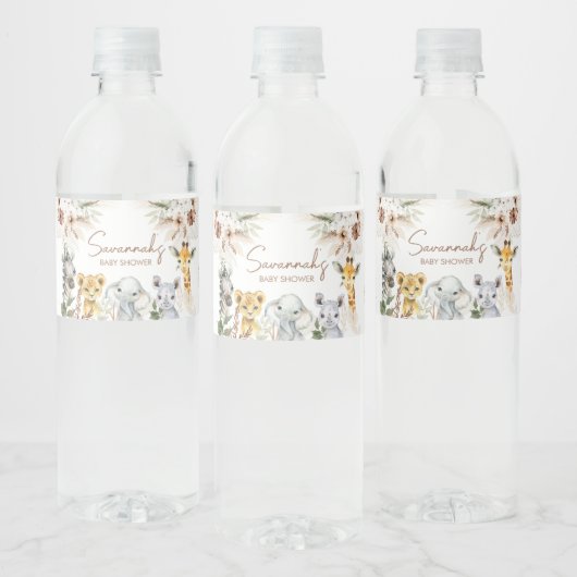 Étiquette Pour Bouteilles D'eau Baby shower Boho Safari (Bouteilles)