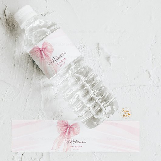 Étiquette Pour Bouteilles D'eau Baby shower Bow Coquette