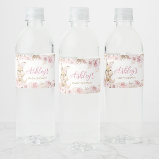 Étiquette Pour Bouteilles D'eau Baby shower Bunny Boho Rose (Bouteilles)