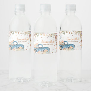Étiquette Pour Bouteilles D'eau Baby shower Citrouille Blue Truck