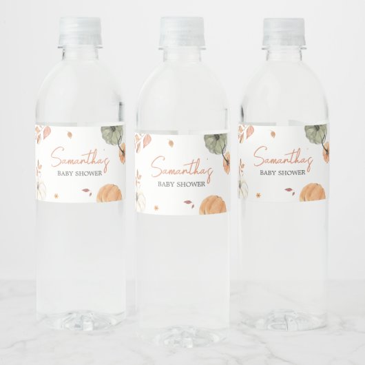 Étiquette Pour Bouteilles D'eau Baby shower Citrouille d'automne (Bouteilles)