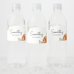 Étiquette Pour Bouteilles D'eau Baby shower Citrouille neutre minimaliste