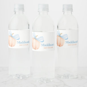 Étiquette Pour Bouteilles D'eau Baby Shower Citrouille Orange Ruban Bleu