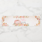 Étiquette Pour Bouteilles D'eau Baby shower Citrouille rose automne (Étiquettes simples)