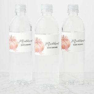 Étiquette Pour Bouteilles D'eau Baby shower Citrouille rose minimaliste