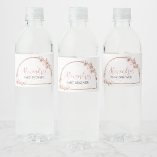 Étiquette Pour Bouteilles D'eau Baby shower d'arc floral rose