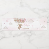 Étiquette Pour Bouteilles D'eau Baby shower de ballon d'ours rose (Étiquettes simples)