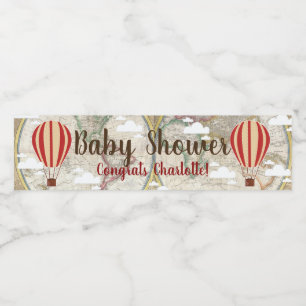 Étiquette Pour Bouteilles D'eau Baby shower de ballons à air chauds et de carte d