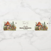 Étiquette Pour Bouteilles D'eau Baby shower de champignons rustiques en bois Merci (Étiquettes simples)