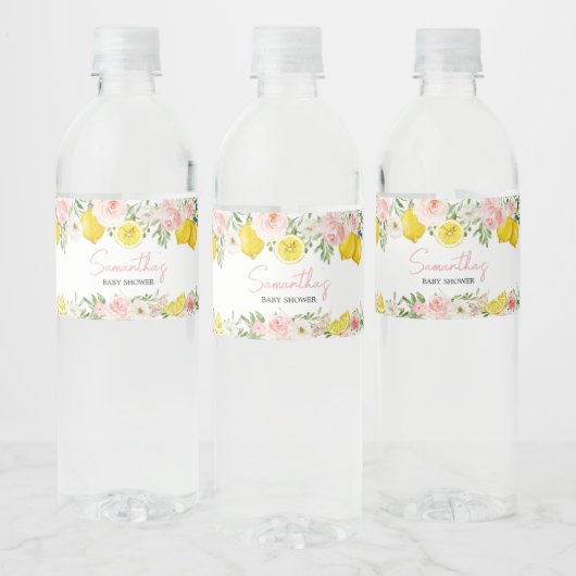 Étiquette Pour Bouteilles D'eau Baby shower de citron rose (Bouteilles)