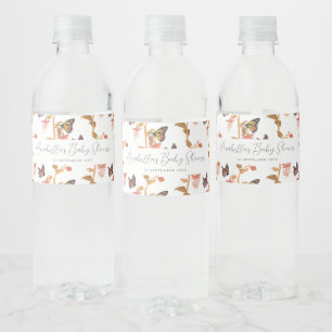 Étiquette Pour Bouteilles D'eau Baby shower de filles papillon rose moderne Boho