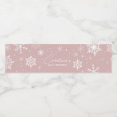 Étiquette Pour Bouteilles D'eau Baby shower de flocons de neige rose moderne (Étiquettes simples)