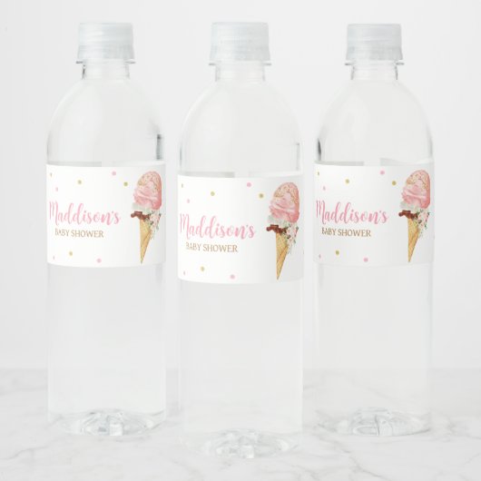 Étiquette Pour Bouteilles D'eau Baby shower de glace rose (Bouteilles)
