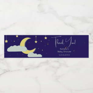Étiquette Pour Bouteilles D'eau Baby shower de la lune étoile bleue dessinée à la