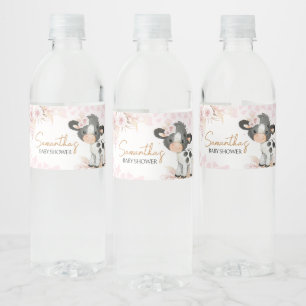 Étiquette Pour Bouteilles D'eau Baby shower de la vache rose